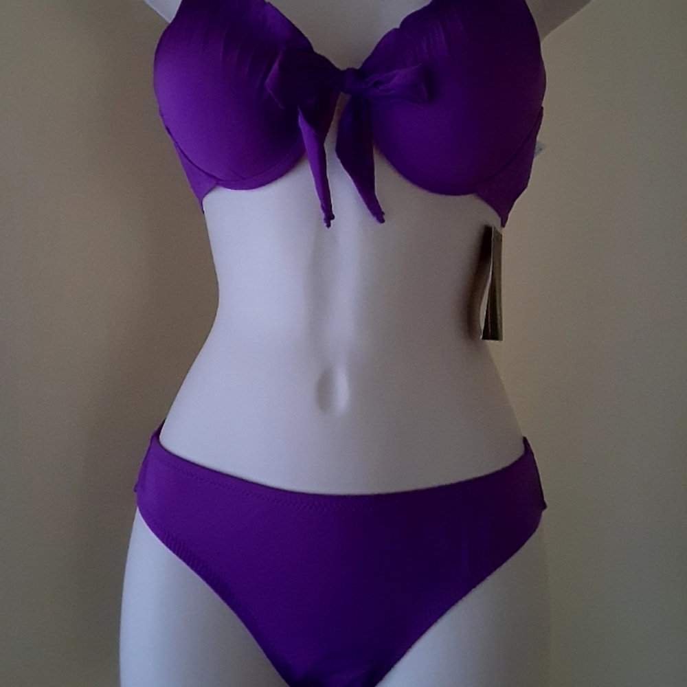 3Pc Purple Beach Joy Bikini Swimsuit
